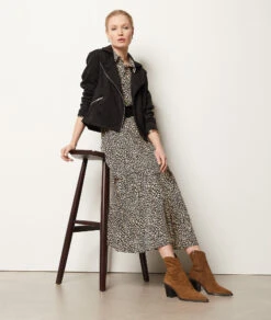 Langes Kleid Mit Print SCHWARZ -Damen mode Geschaft 653943916 6