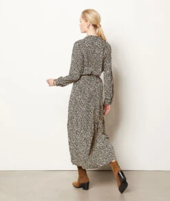 Langes Kleid Mit Print SCHWARZ -Damen mode Geschaft 653943916 a