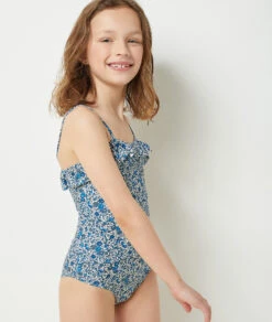 Emma Badeanzug Aus Liberty-Gewebe BLAU GRÜN -Damen mode Geschaft 653951336 c