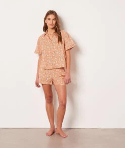 Pyjamahemd Mit Print ABRIKOSE -Damen mode Geschaft 653954161 6