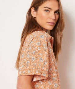 Pyjamahemd Mit Print ABRIKOSE -Damen mode Geschaft 653954161 b