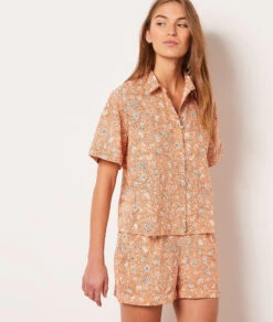 Pyjamahemd Mit Print ABRIKOSE -Damen mode Geschaft 653954161 c