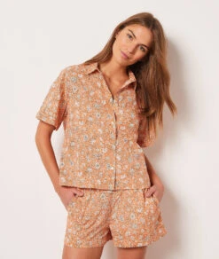 Pyjamahemd Mit Print ABRIKOSE