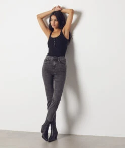 Slim-Jeans ANTHRAZIT -Damen mode Geschaft 653957204 b