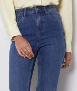 Schmal Geschnittene Jeans Mit Hoher Taille KÖNIGSBLAU -Damen mode Geschaft 653957223 b
