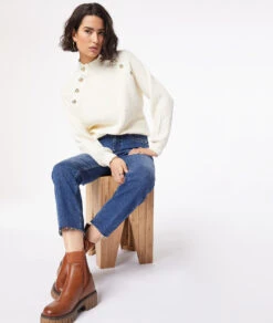 Schmal Geschnittene Jeans Mit Hoher Taille KÖNIGSBLAU -Damen mode Geschaft 653957223 c