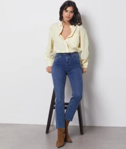 Schmal Geschnittene Jeans Mit Hoher Taille KÖNIGSBLAU