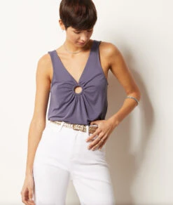 Tala Top Mit Cut-outs BLAUGRAU -Damen mode Geschaft 653979121 c