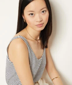 Gestreiftes Top Aus Leinenmischgewebe MARINEBLAU 10 Gestreiftes Top Aus Leinenmischgewebe MARINEBLAU -Damen mode Geschaft 653981980 b