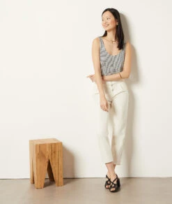 Gestreiftes Top Aus Leinenmischgewebe MARINEBLAU 11 Gestreiftes Top Aus Leinenmischgewebe MARINEBLAU -Damen mode Geschaft 653981980 c