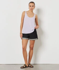 Top Aus Leinenmischgewebe LILA -Damen mode Geschaft 653982007 6