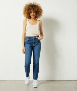 Top Aus Leinenmischgewebe BEIGE -Damen mode Geschaft 653982083 6