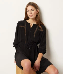 Geknöpftes Kleid SCHWARZ 11 Geknöpftes Kleid SCHWARZ -Damen mode Geschaft 653983905 c