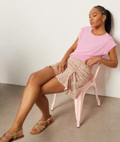 T-Shirt Aus Leinenmischgewebe HELLROSA -Damen mode Geschaft 653987071 c