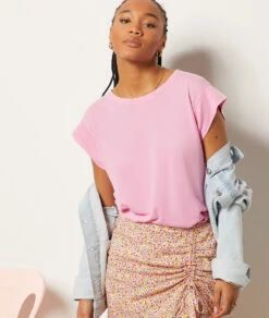 T-Shirt Aus Leinenmischgewebe HELLROSA