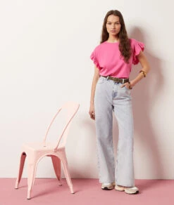 Weit Geschnittene Jeans, 100 % Baumwolle HIMMELBLAU -Damen mode Geschaft 653987220 6