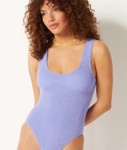 Badeanzug Aus Dehnbarem Material FLIEDER -Damen mode Geschaft 653987510 b