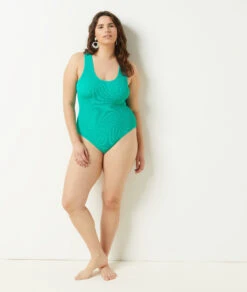 Badeanzug Aus Dehnbarem Material TÜRKIS -Damen mode Geschaft 653987530 b