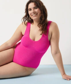 Badeanzug Aus Dehnbarem Material FUCHSIA -Damen mode Geschaft 653987572 b