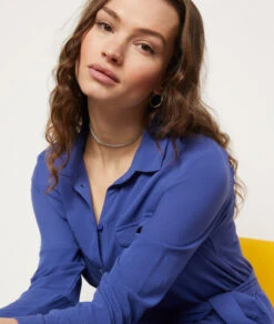 Langes Kleid Mit Bindegürtel PFLAUME -Damen mode Geschaft 653988015 b