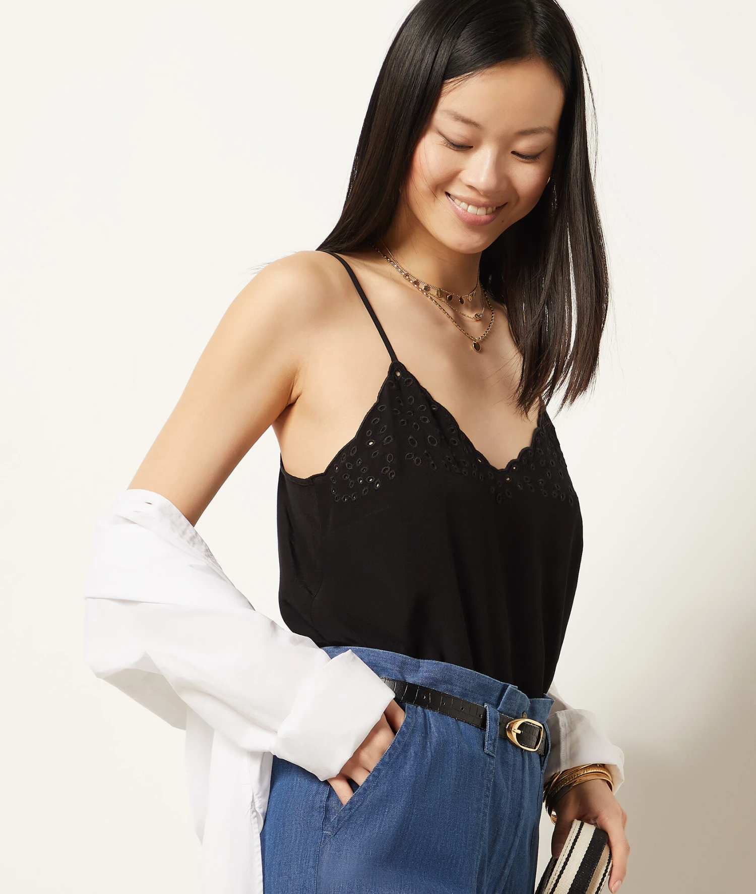 Caraco Mit Gestickten Details SCHWARZ 3 Caraco Mit Gestickten Details SCHWARZ