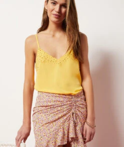 Caraco Mit Gestickten Details GELB -Damen mode Geschaft 653988954 b