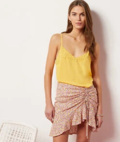 Caraco Mit Gestickten Details GELB -Damen mode Geschaft 653988954 c