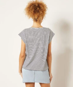 Gestreiftes T-Shirt Aus Leinenmischgewebe ECRU 8 Gestreiftes T-Shirt Aus Leinenmischgewebe ECRU -Damen mode Geschaft 653989180 a