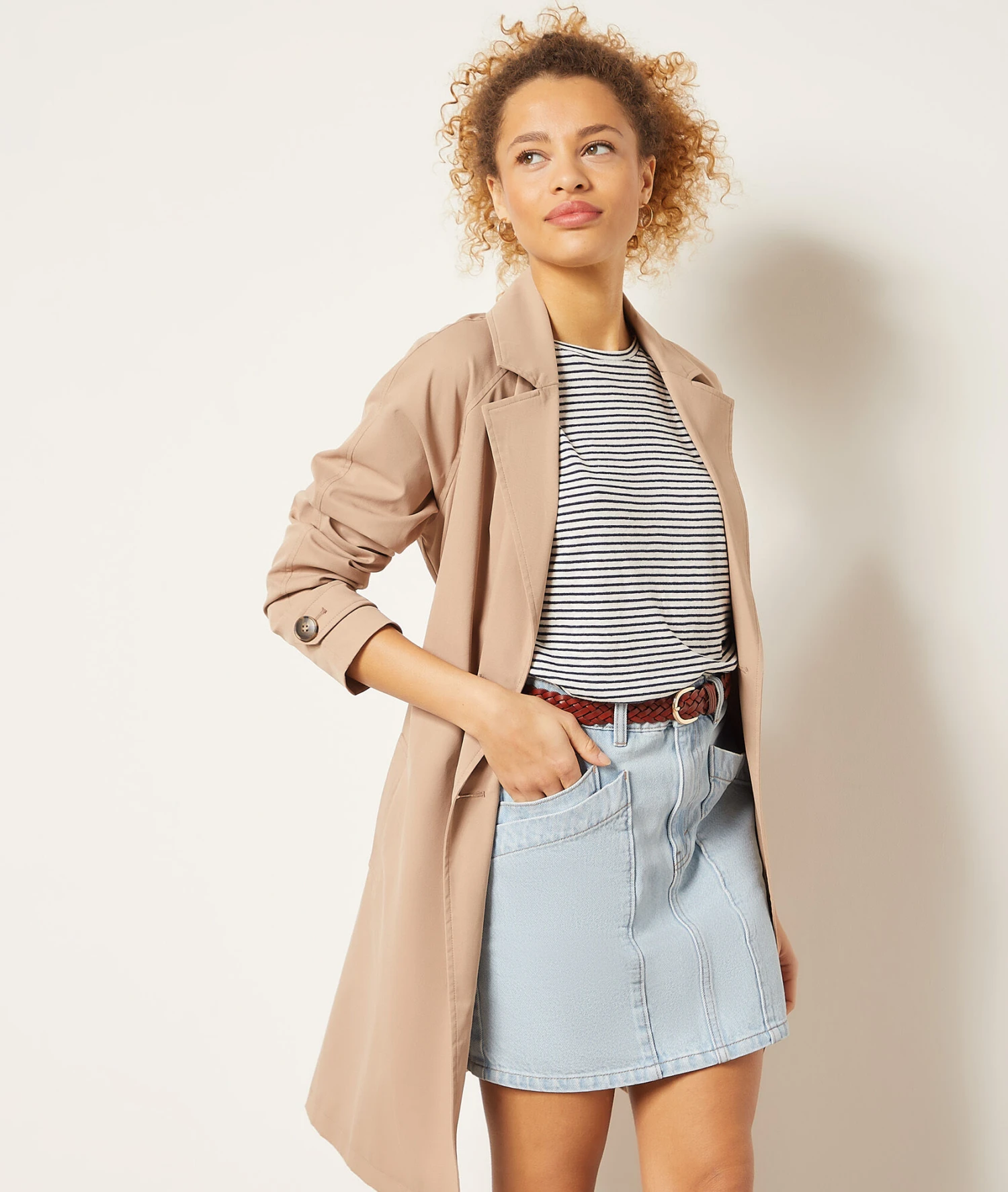 Gestreiftes T-Shirt Aus Leinenmischgewebe ECRU 3 Gestreiftes T-Shirt Aus Leinenmischgewebe ECRU