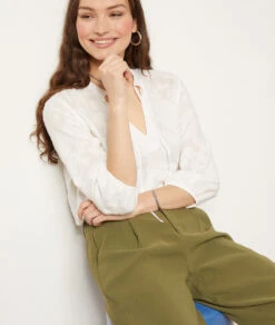 Hose Im Zigarettenschnitt KHAKI -Damen mode Geschaft 653989345 c