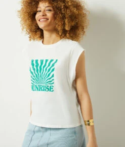 T-Shirt Mit Print Aus 100 % Baumwolle ENTENGRÜN 11 T-Shirt Mit Print Aus 100 % Baumwolle ENTENGRÜN -Damen mode Geschaft 653990442 c