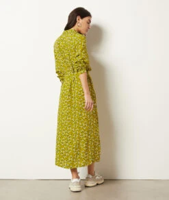 Langes Kleid Mit Bindegürtel GRÜN -Damen mode Geschaft 653991533 a