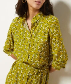 Langes Kleid Mit Bindegürtel GRÜN -Damen mode Geschaft 653991533 b