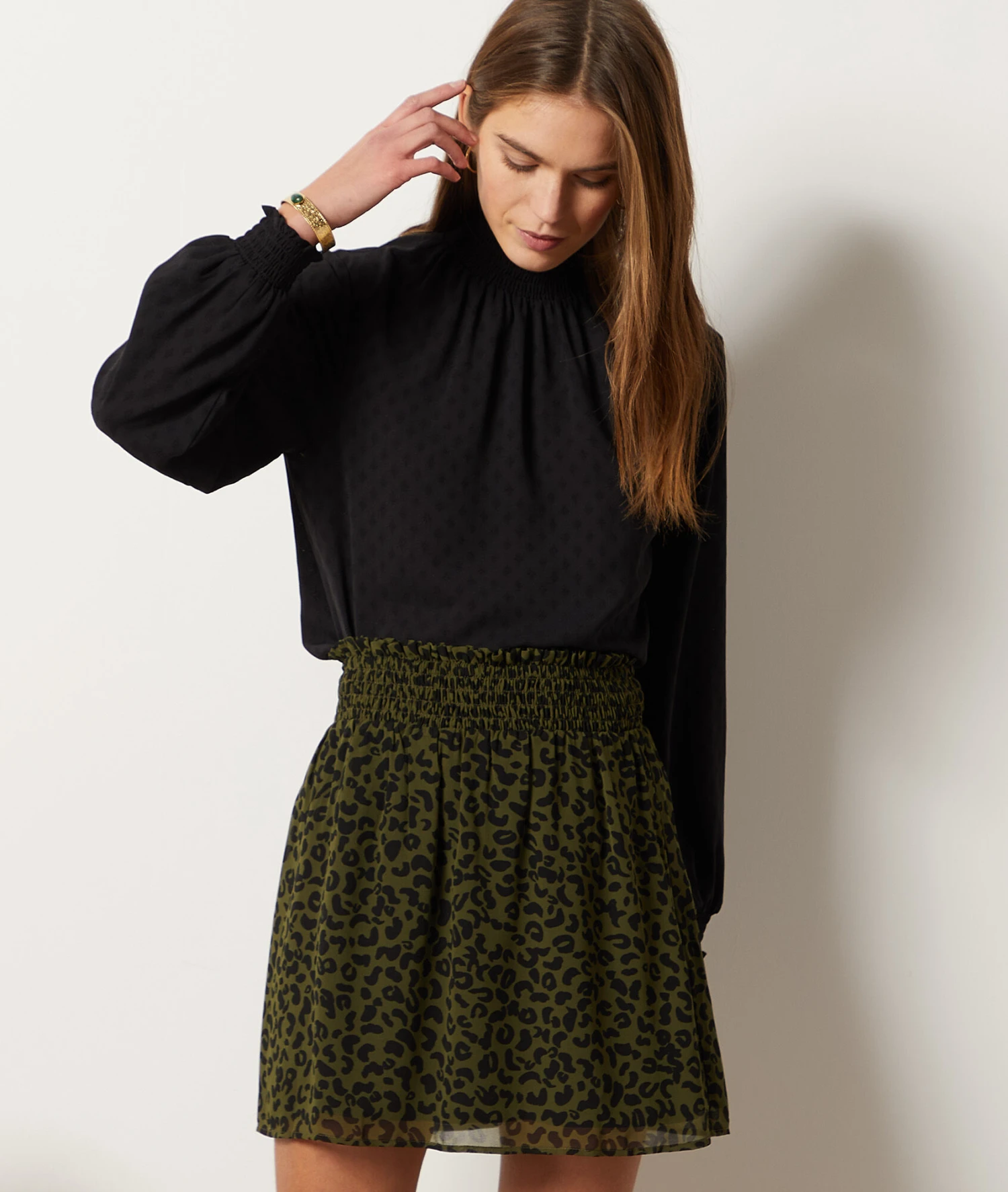 Fließender Rock Mit Print KHAKI 6 Fließender Rock Mit Print KHAKI – Bild 5