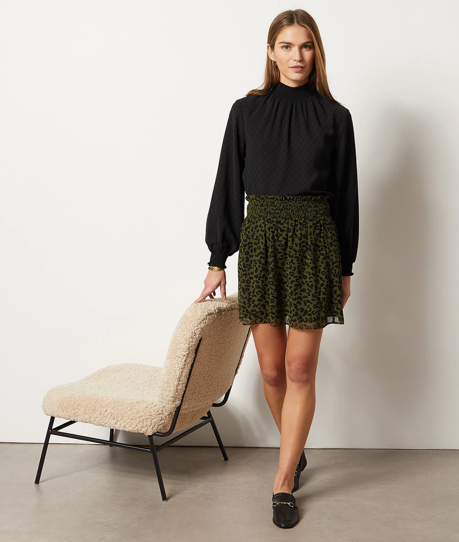 Fließender Rock Mit Print KHAKI 4 Fließender Rock Mit Print KHAKI – Bild 3