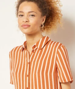 Gestreiftes Kleid ORANGE -Damen mode Geschaft 653995061 b