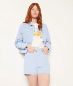 T-Shirt Mit Kurzen Ärmeln, 100 % Baumwolle SONNENGELB -Damen mode Geschaft 653995454 c