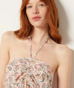 Langes Kleid Aus Leinenmischgewebe KORALLE -Damen mode Geschaft 653995767 b