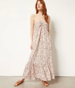 Langes Kleid Aus Leinenmischgewebe KORALLE -Damen mode Geschaft 653995767 c