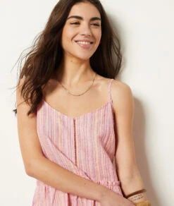 Caraco Aus Leinenmischgewebe ROSA -Damen mode Geschaft 653996070 b