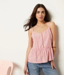 Caraco Aus Leinenmischgewebe ROSA -Damen mode Geschaft 653996070 c