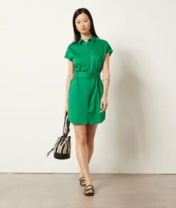 Kleid Mit Gürtel NILGRÜN -Damen mode Geschaft 653997740 6