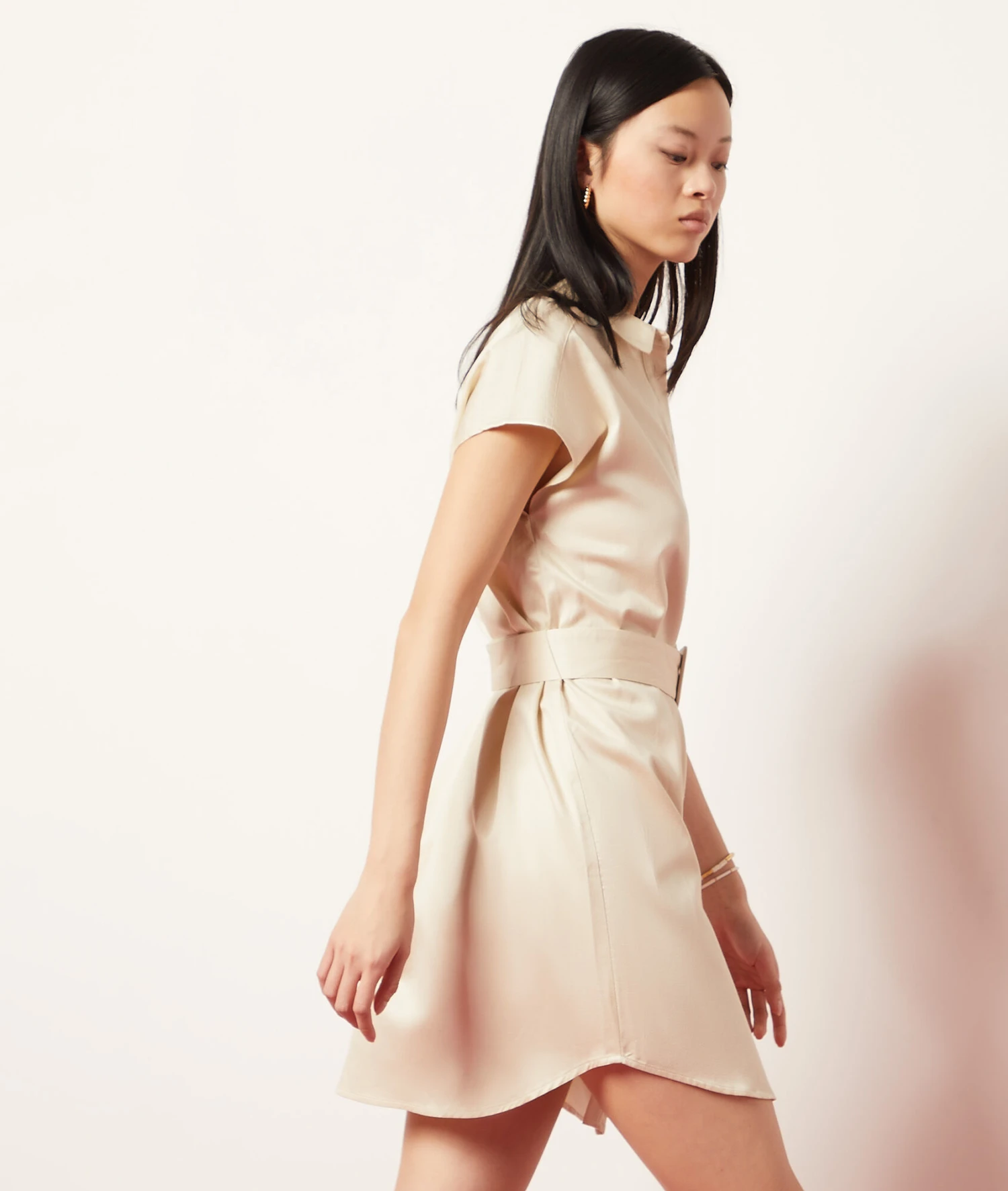 Kleid Mit Gürtel ECRU 5 Kleid Mit Gürtel ECRU – Bild 3