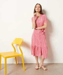 Langes Kleid Mit Print ROSA -Damen mode Geschaft 653997970 6