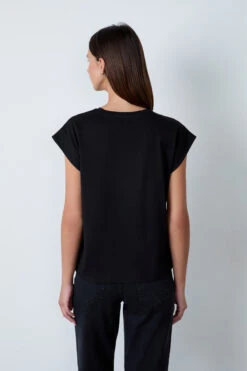 T-Shirt Mit Rundem Ausschnitt Aus 100 % Bio-Baumwolle SCHWARZ -Damen mode Geschaft 654000105 6