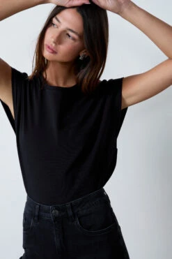 T-Shirt Mit Rundem Ausschnitt Aus 100 % Bio-Baumwolle SCHWARZ