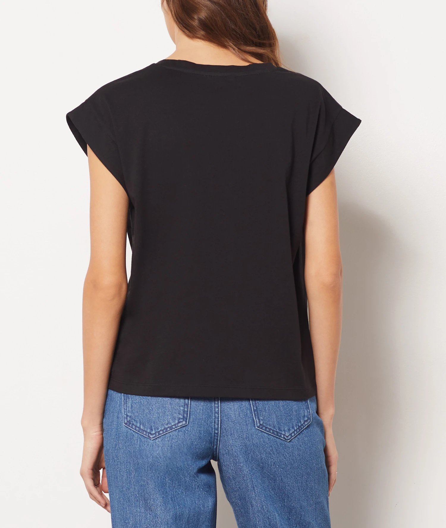 Noir T-Shirt Mit V-Ausschnitt Aus 100 % Bio-Baumwolle SCHWARZ 4 Noir T-Shirt Mit V-Ausschnitt Aus 100 % Bio-Baumwolle SCHWARZ – Bild 2