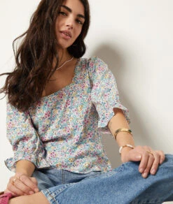 Top Mit Freiem Rücken Und Zum Binden BLAUGRÜN -Damen mode Geschaft 654003536 b