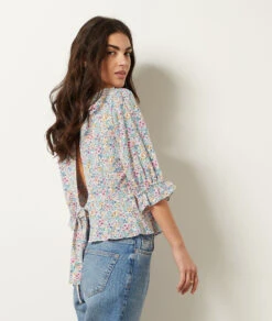 Top Mit Freiem Rücken Und Zum Binden BLAUGRÜN -Damen mode Geschaft 654003536 c