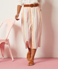 Solo Langer Rock Aus Leinenmischgewebe KORALLE -Damen mode Geschaft 654004063 6